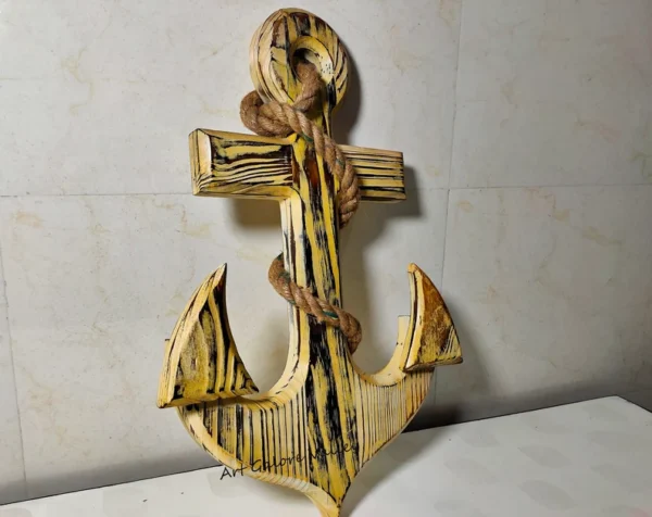 Wooden Nautical Anchor Decor with Rope For Living Room | Wall Hanging Decor | Home Decor Accessories | Beach themed | Tropical Coastal Decor Goods - Image 4