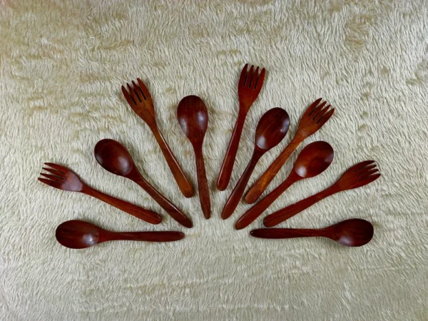 Wooden Handmade Table Spoon & Fork For Kitchen | Wooden Cutlery Set, light weight, gifts for vegans | Mother's Day Gift