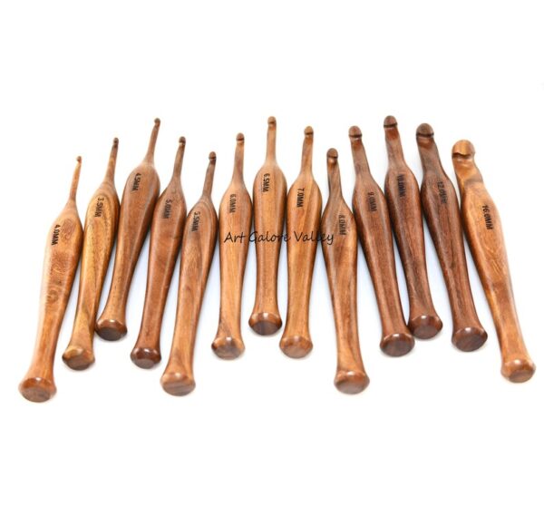 Wooden Ergonomic Crochet Hooks Hooks 3.5 MM to 16 MM, Set of 13 Yarn Crochet Hooks & Crochet Storage Stand Useful Gift for crochet Lovers - Image 3