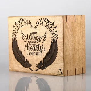 Wooden Cremation Urn For Human Or Pet Ashes | Keepsake Urns | Display Urn for Human Ashes | Your wings were ready but our hearts were not